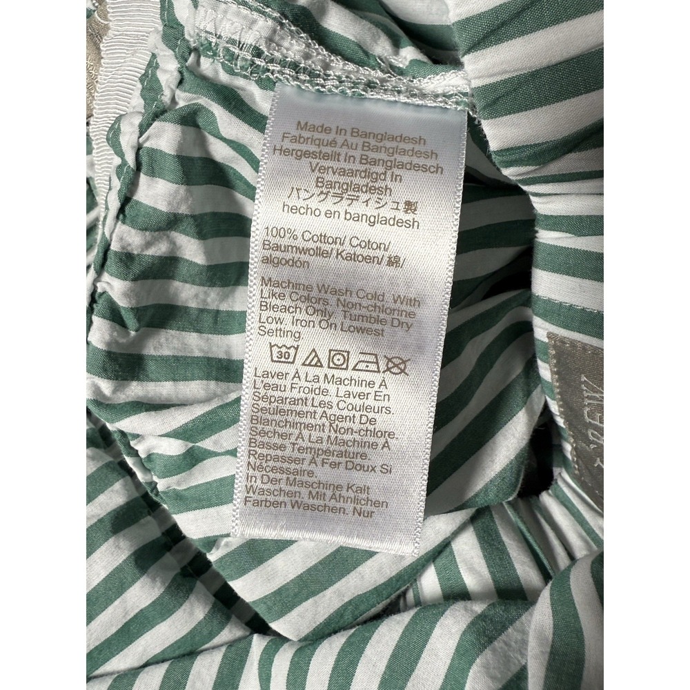 J Crew Poplin Pajamas Set Womens XXL Cotton Green Striped 2XL HTF Pants Top PJs - Picture 10 of 14